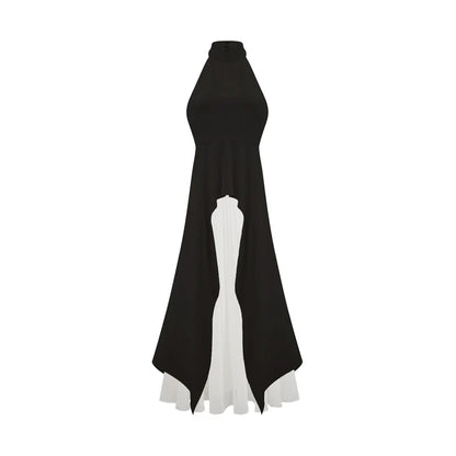 Vestido largo de capas con escote halter de Inés