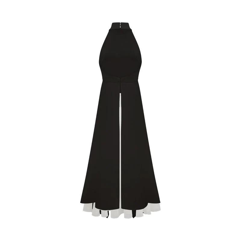 Vestido largo de capas con escote halter de Inés