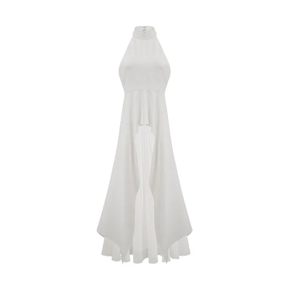Vestido largo de capas con escote halter de Inés