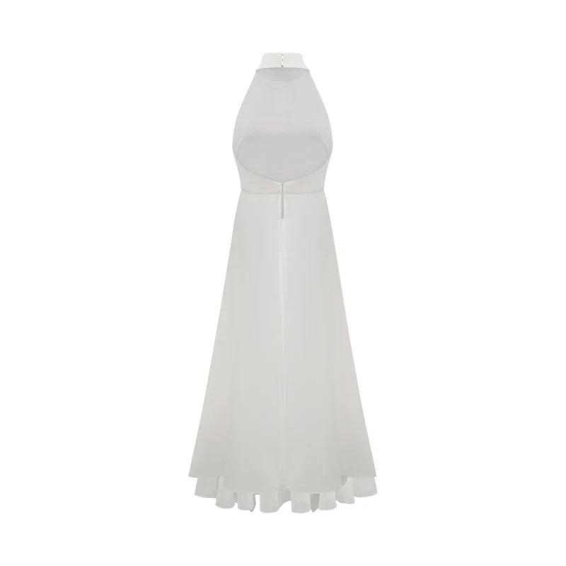 Vestido largo de capas con escote halter de Inés