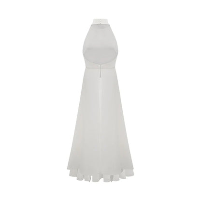 Vestido largo de capas con escote halter de Inés
