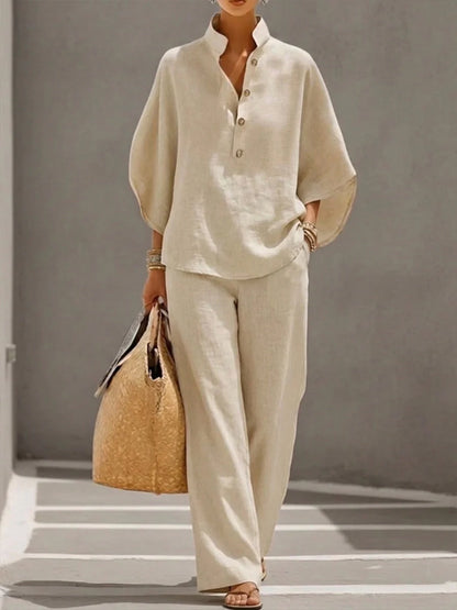 Mariel | Conjunto con mangas murciélago y pantalones amplios